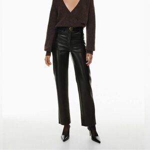 Aritzia Wilfred The Melina Pant Faux Vegan Leather Black Straight Leg